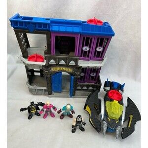 Imaginext Gotham city jail with figures and bat jet